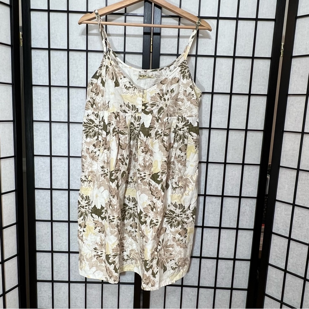 100% Linen Floral Sleeveless Babydoll Dress